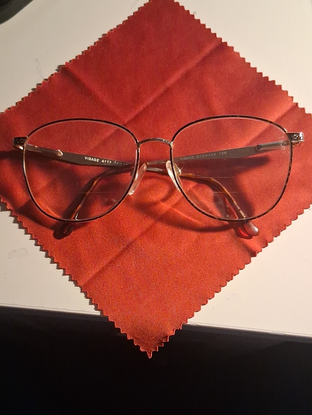 Visage 135 4122  Gold-Tone Women's Browline Glasses with Brown Temples